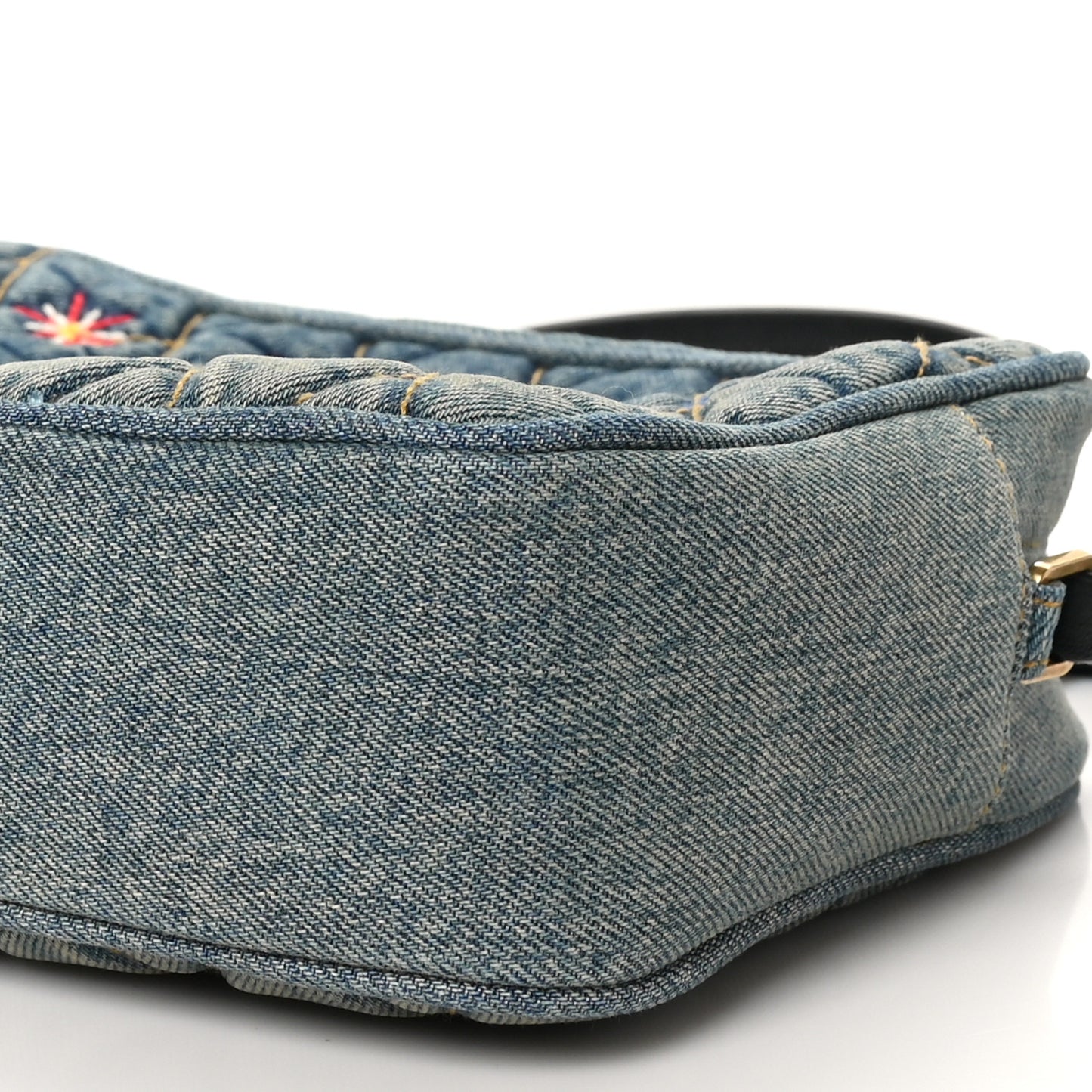 Denim Matelasse Quilted Summer Embroidered Classic Monogram Camera Bag Blue