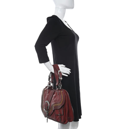 Christian Dior Calfskin Large Gaucho Double Saddle Bag Red 2 of 10