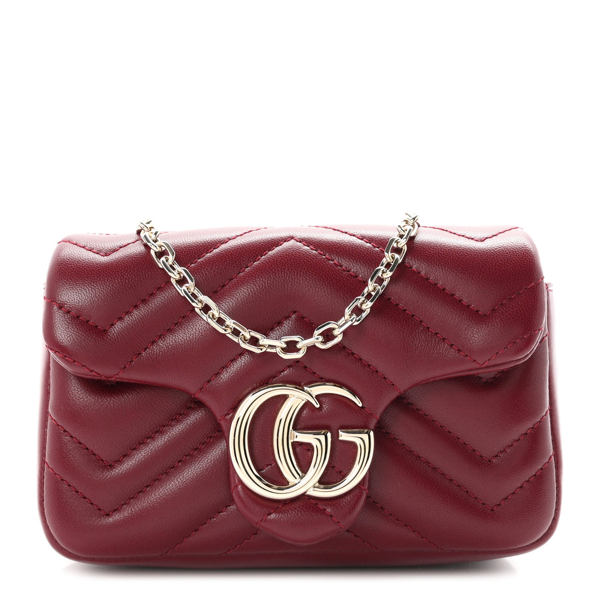 Lambskin Matelasse Mini GG Marmont Shoulder Bag Rosso Ancora