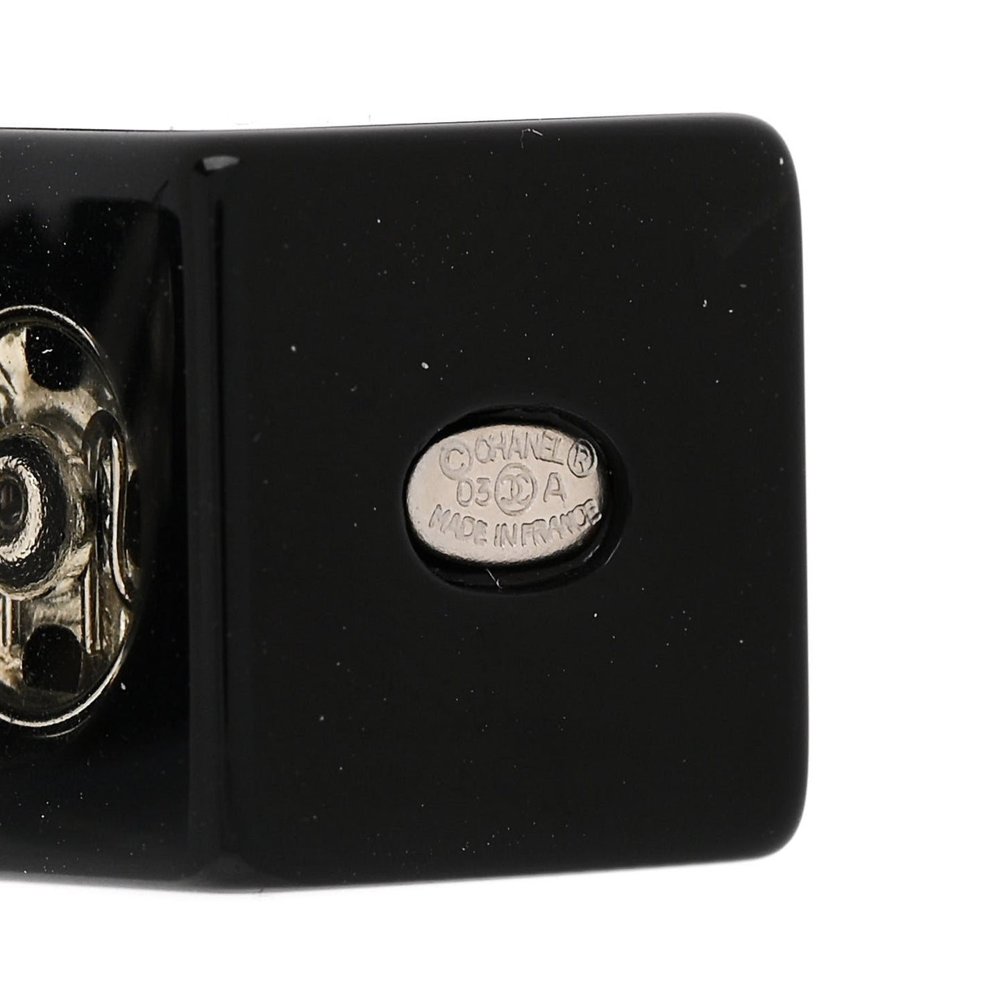 Resin Square CC Drop Earrings Black