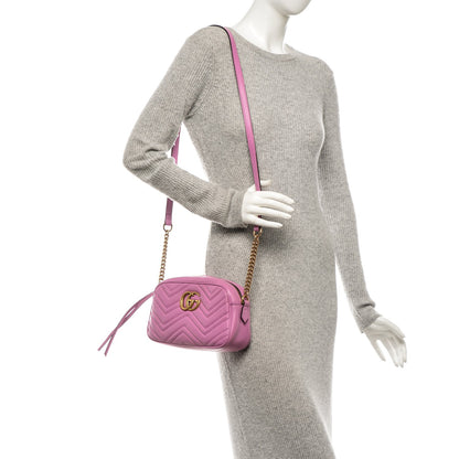 Gucci Calfskin Matelasse Small GG Marmont Chain Shoulder Bag Candy Mousse 2 of 8