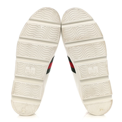 Gucci Calfskin Web Bee Embroidered Womens Ace Platform Sneakers 37.5 White 6 of 11