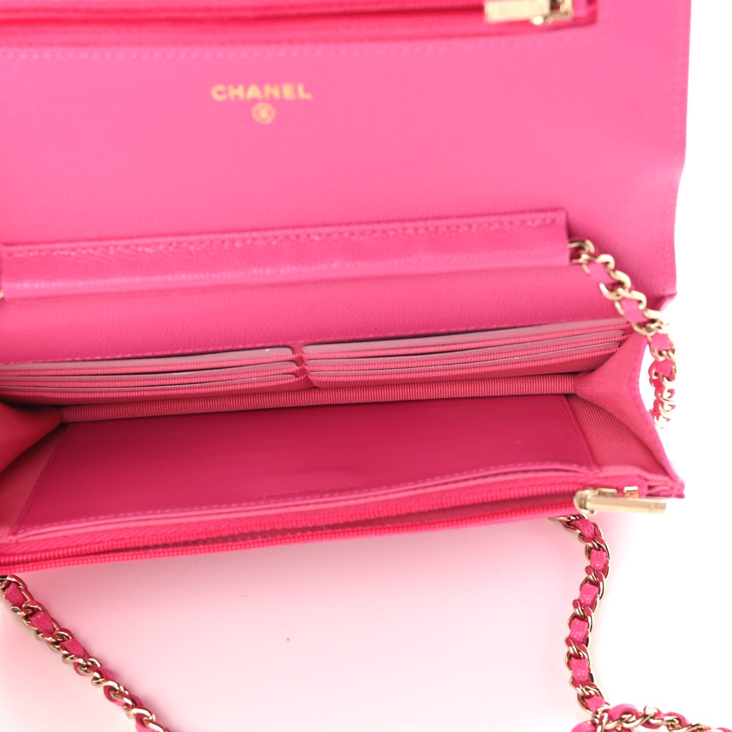 Chanel Caviar Quilted Wallet on Chain WOC Dark Pink 4 of 11