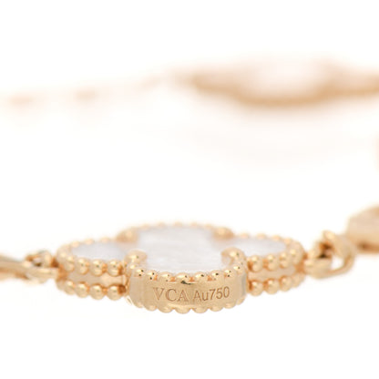 Van Cleef & Arpels 18K Yellow Gold Mother of Pearl 5 Motifs Vintage Alhambra Bracelet 5 of 7