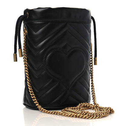 Gucci Calfskin Matelasse Mini GG Marmont 2.0 Bucket Bag Black 3 of 11