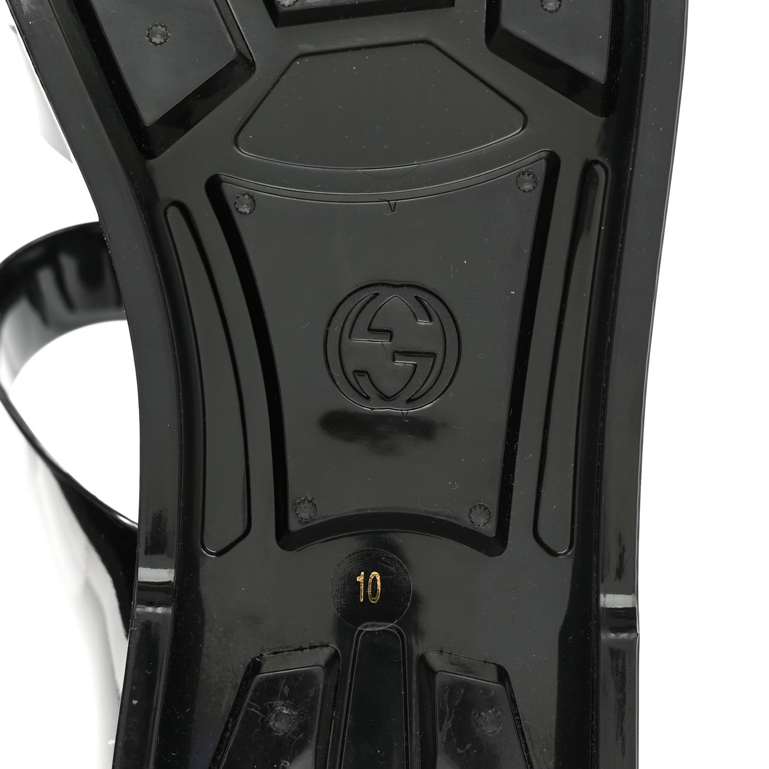 Gucci Shiny Rubber Mens Double G Buckle Strap Sandals 10 Black 6 of 9