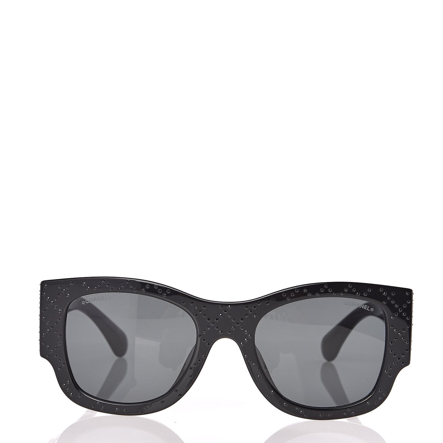 Acetate Strass Rectangle Sunglasses 5421B Black