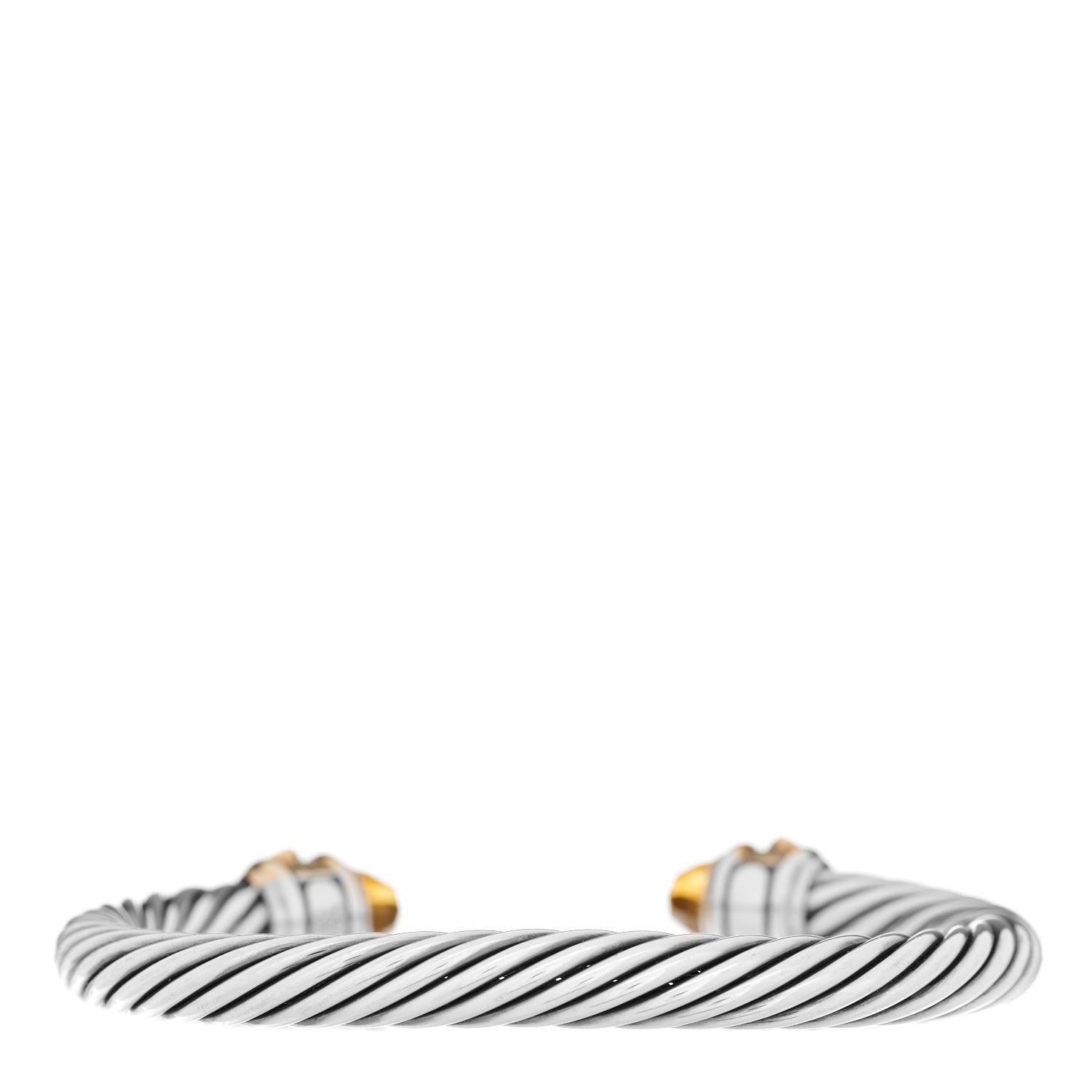 David Yurman Sterling Silver 14K Yellow Gold Citrine Pink Tourmaline 7mm Cable Bracelet 4 of 6