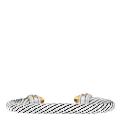 David Yurman Sterling Silver 14K Yellow Gold Citrine Pink Tourmaline 7mm Cable Bracelet 4 of 6