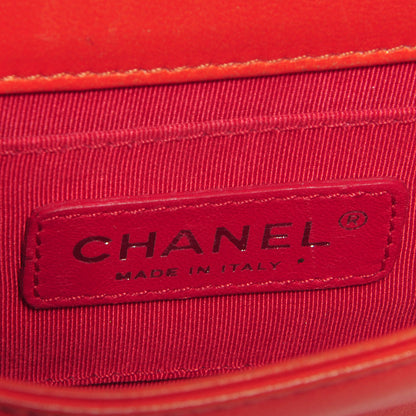 Chanel Plexiglass Patent Mini Boy Brick Flap Orange Red 7 of 8
