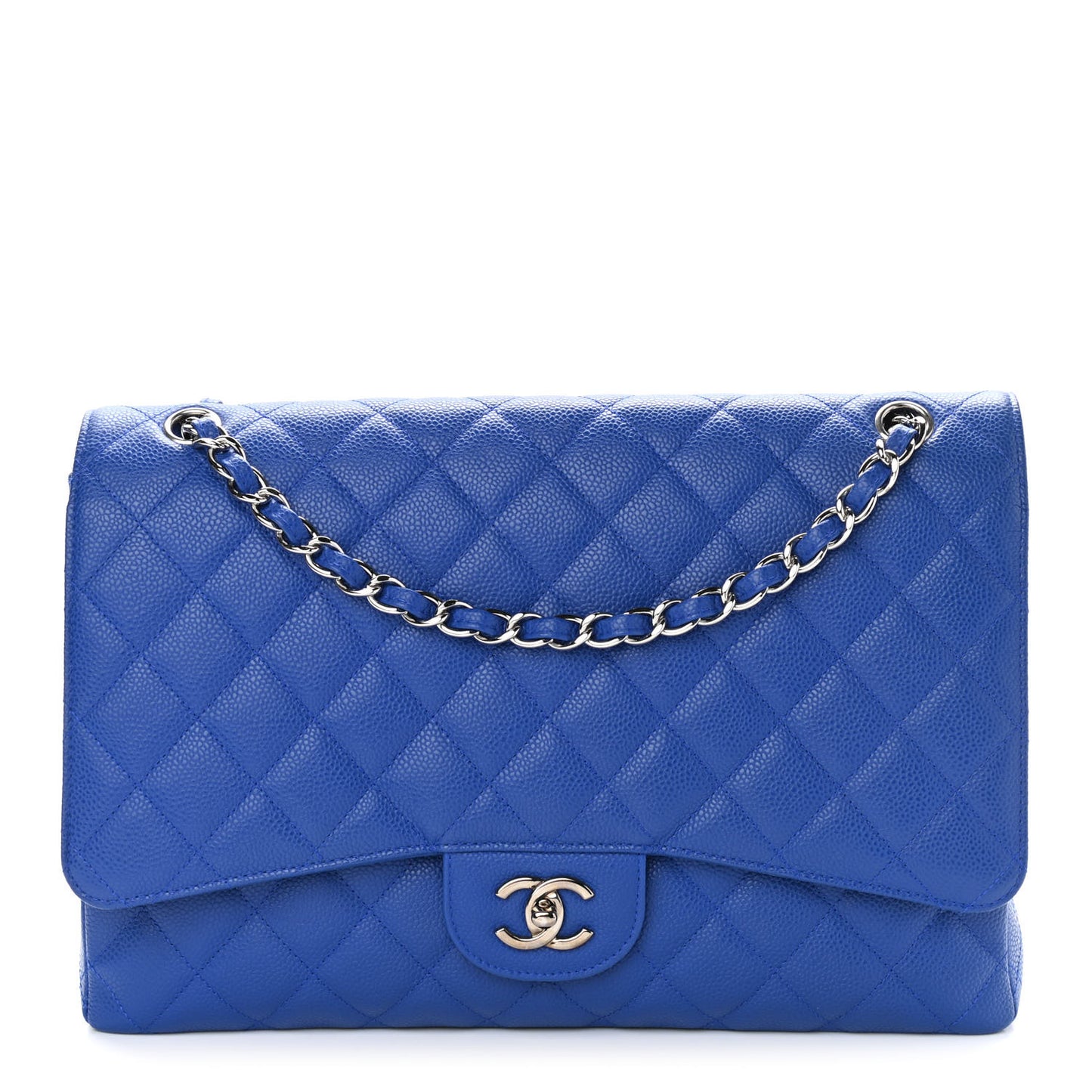 Caviar Quilted Maxi Single Flap Blue