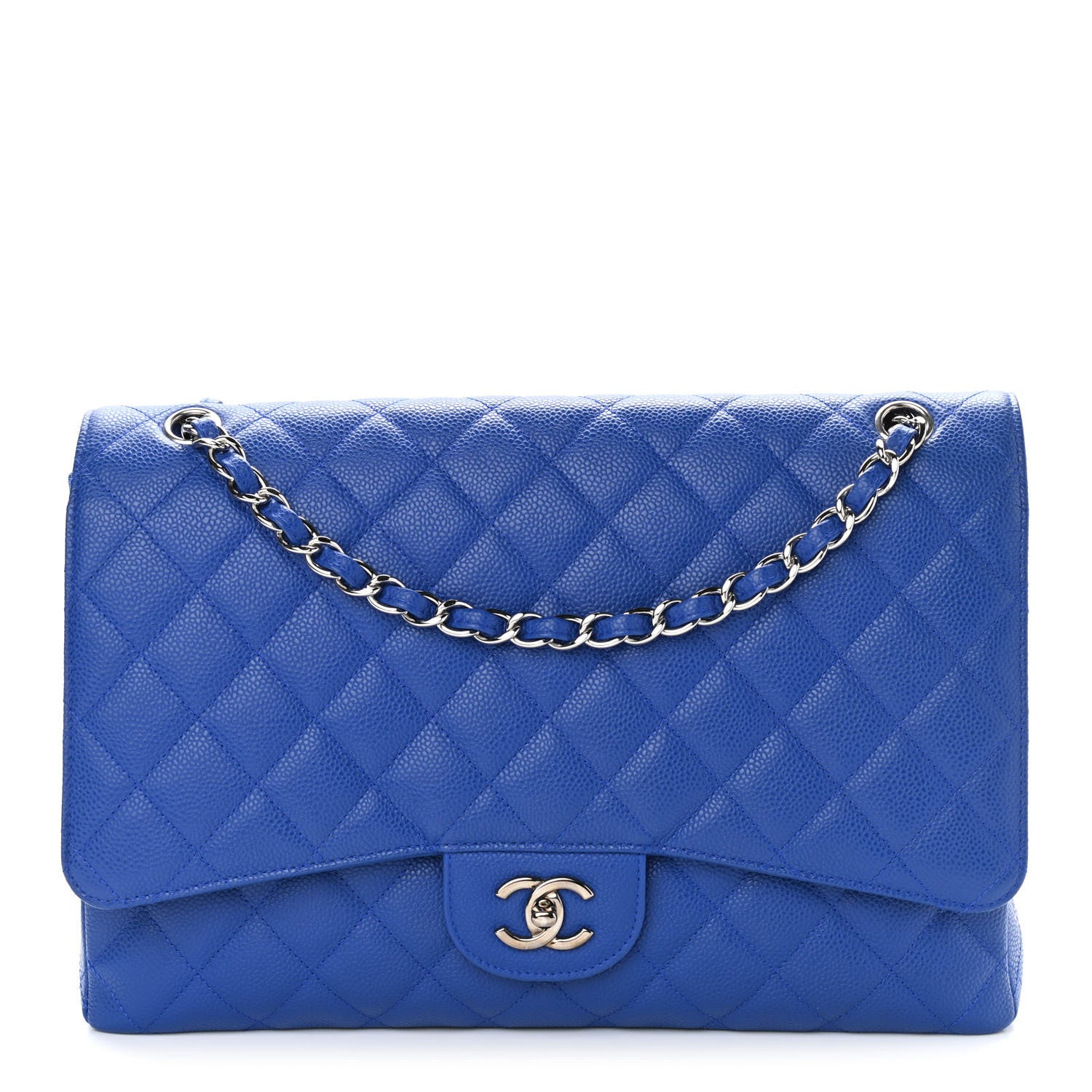 Chanel Caviar Quilted Maxi Single Flap Blue 1 of 12