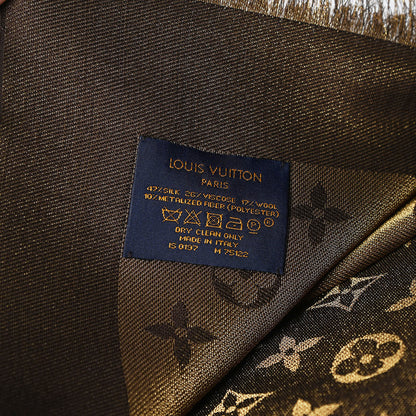 Louis Vuitton Silk Lurex Wool Monogram Shine Shawl Marron 2 of 3