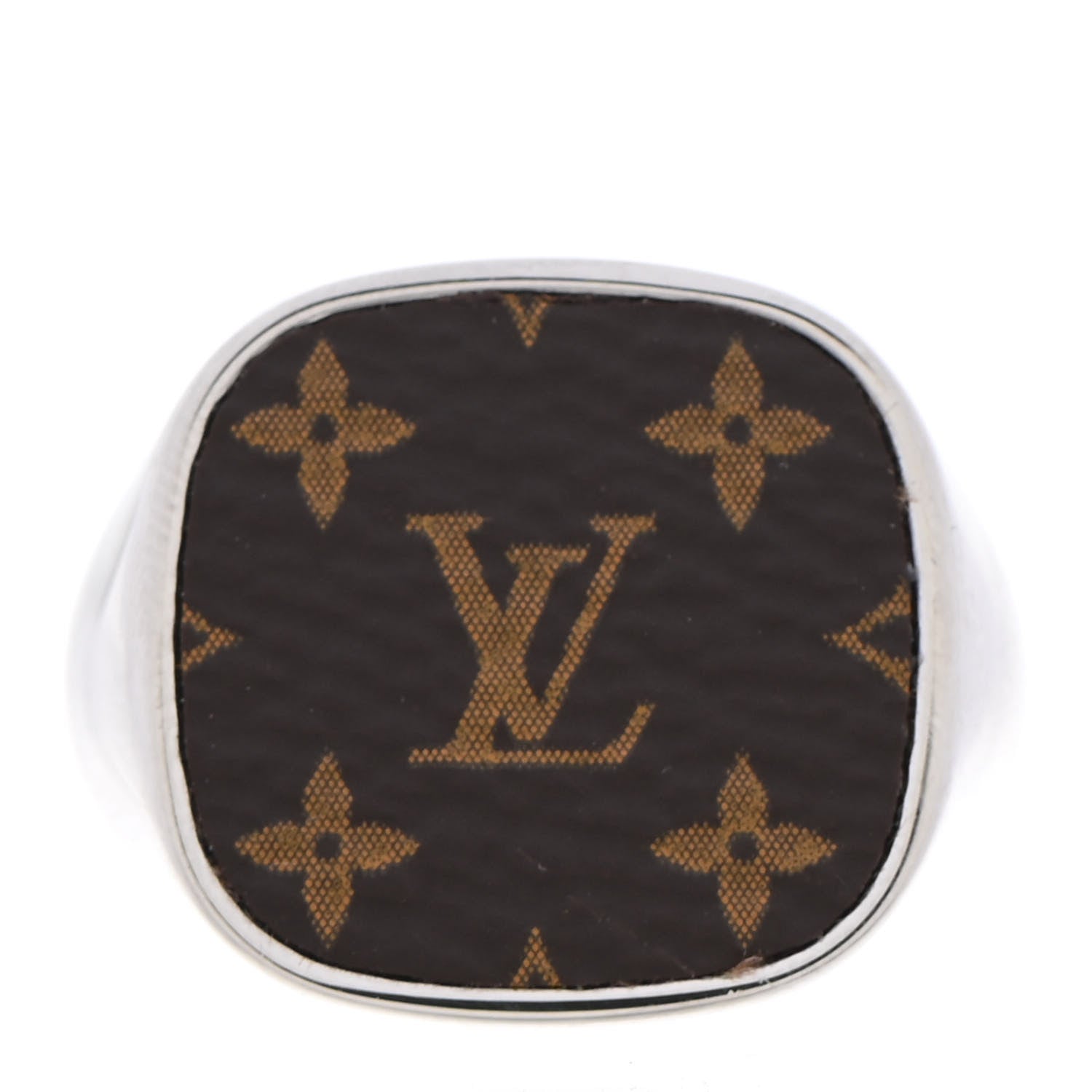 Louis Vuitton Monogram Lock Signet Ring M Silver 1 of 4