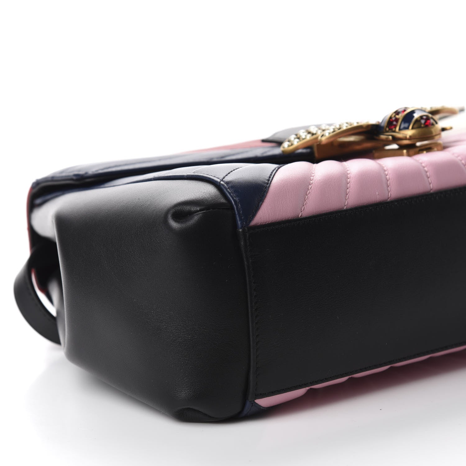 Gucci Calfskin Bamboo Trapuntata Queen Margaret Top Handle Bag Blue Agata Hibiscus Red Mystic White Sugar Pink 6 of 10