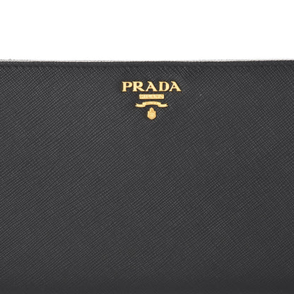 Prada Saffiano Metal Double Snap Travel Wallet Black 9 of 9