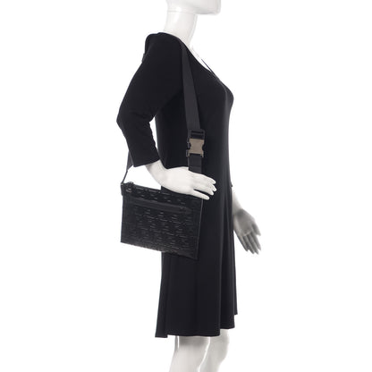 Fendi Vitello Century FF 1974 Embossed Messenger Black 2 of 7