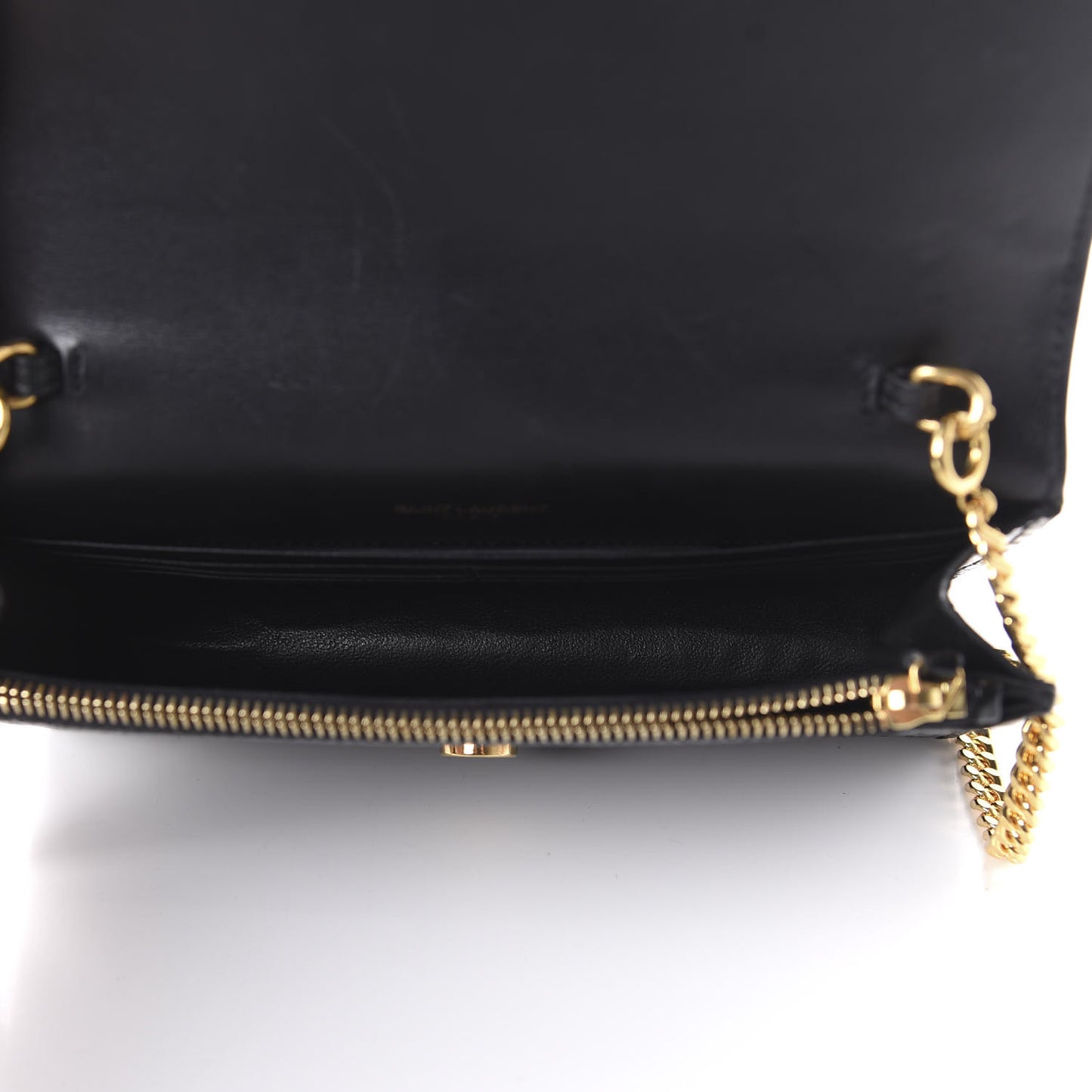 Calfskin Crocodile Embossed Kate Monogram Tassel Chain Wallet Black