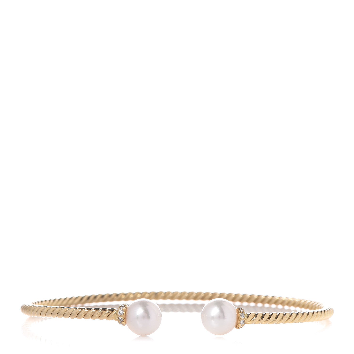 David Yurman 18K Yellow Gold Diamond Pearl 7mm Solari Bracelet 1 of 5