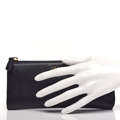 Prada Saffiano Zip Around Wallet Black 2 of 10
