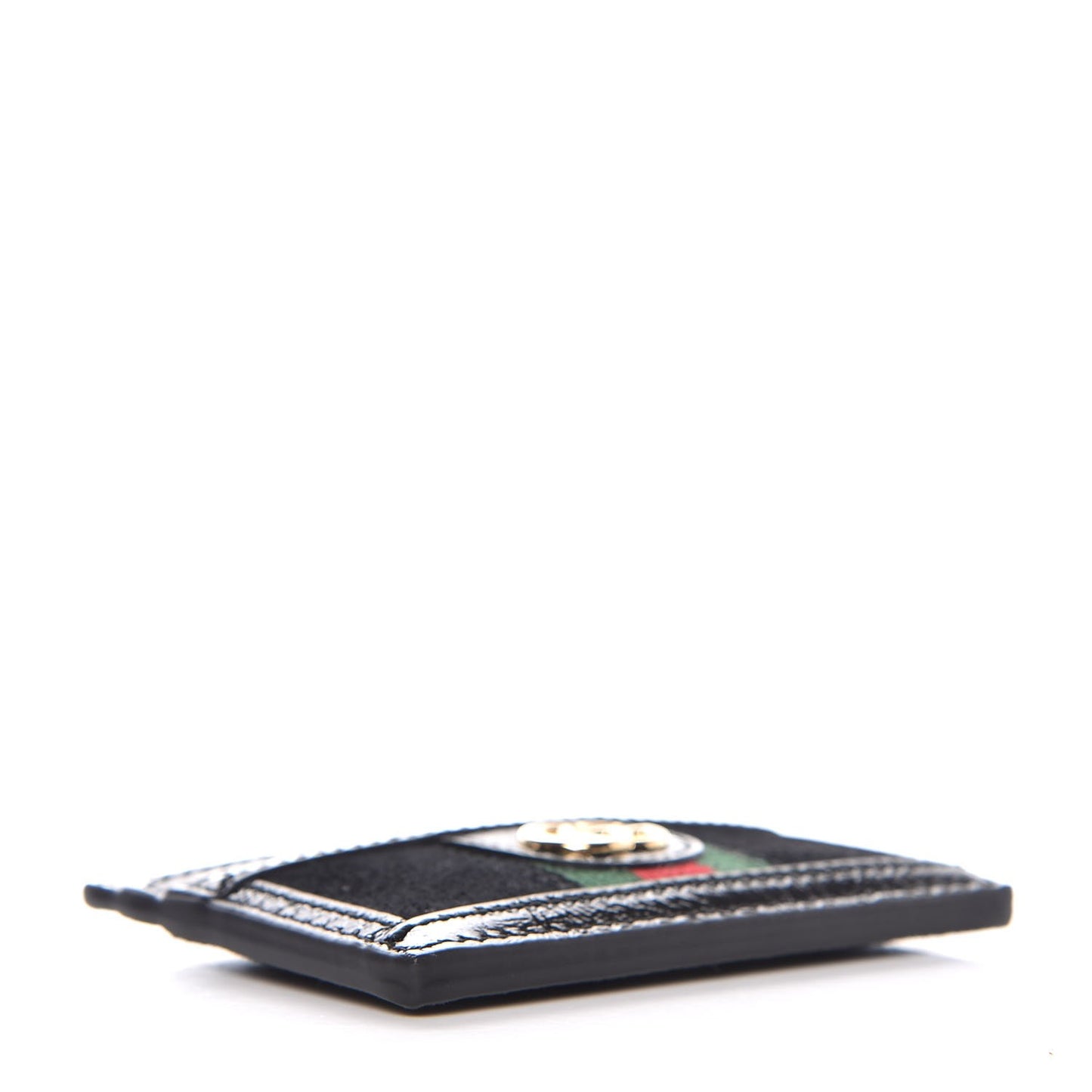 Suede Patent Web GG Ophidia Card Holder Black