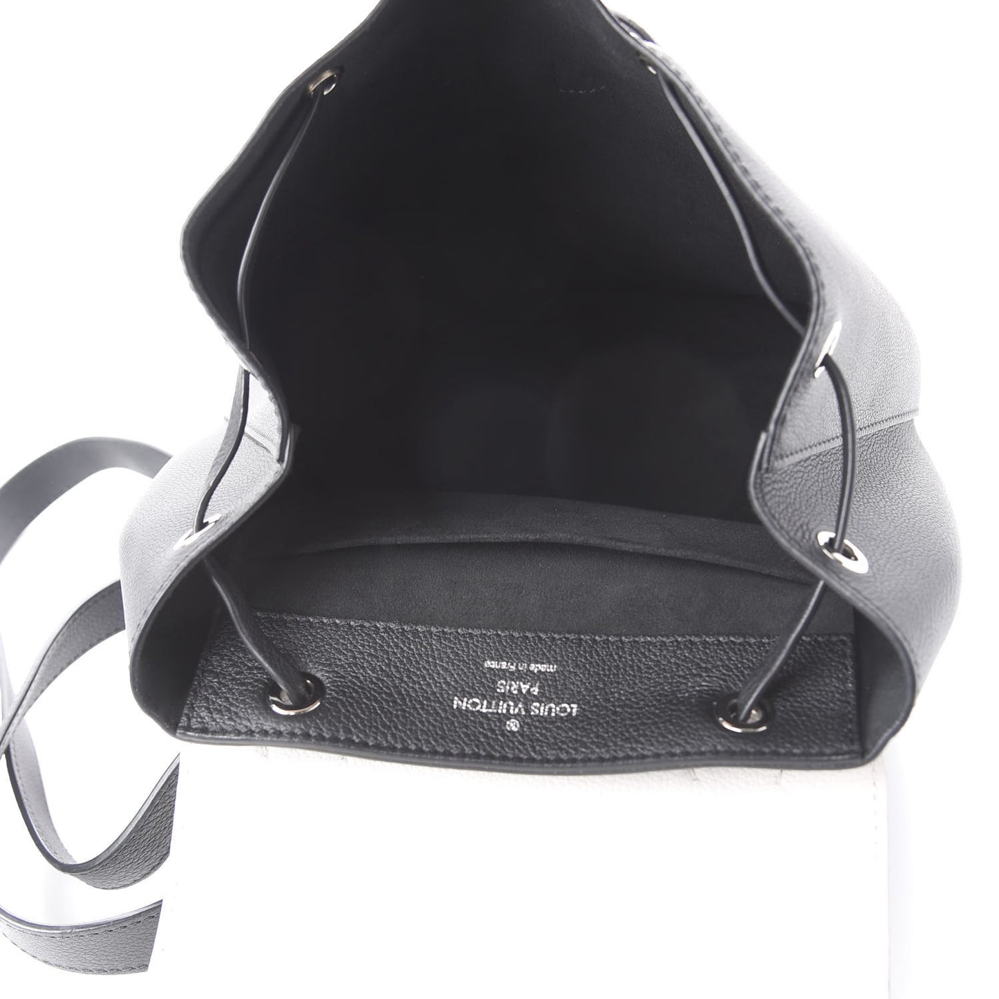 Calfskin Mechanical Flowers Lockme Backpack Black White