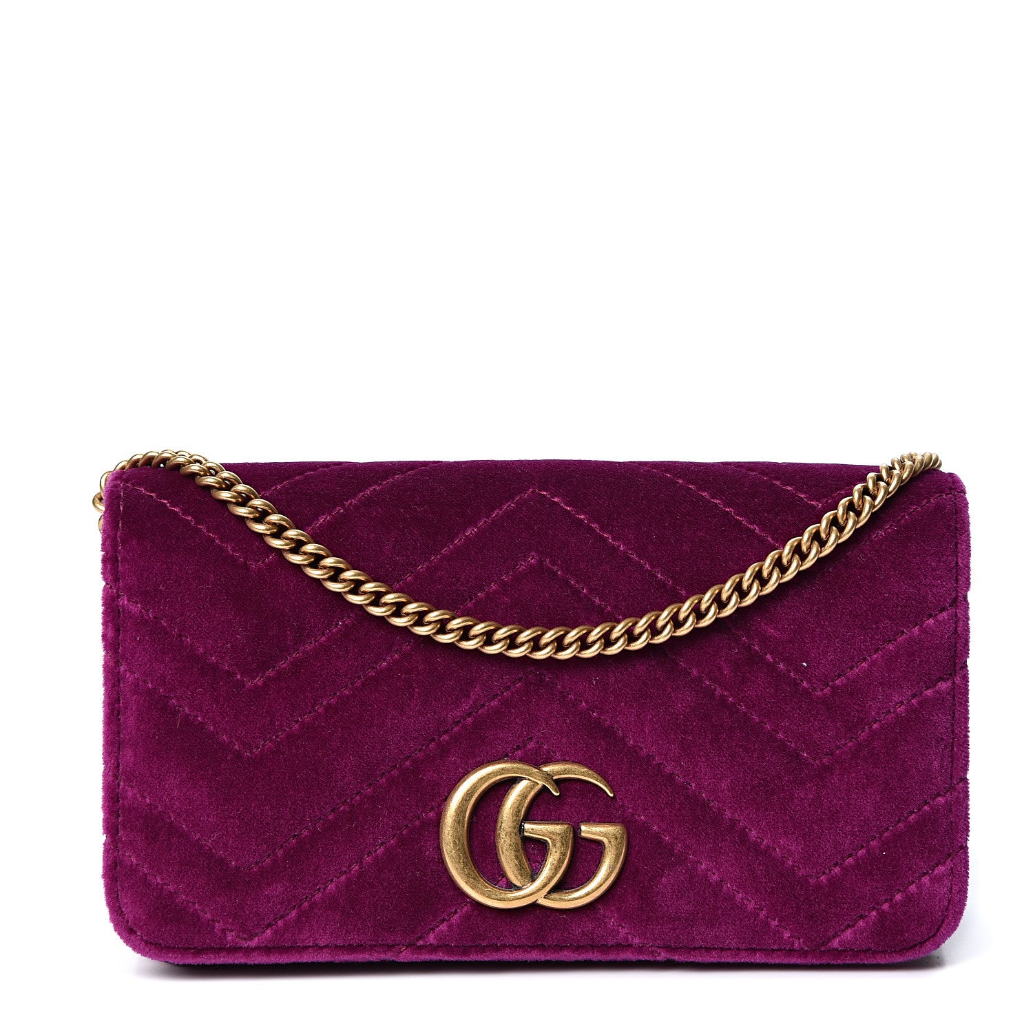 Gucci Velvet Matelasse GG Marmont Mini Bag Fuchsia Violet Cyclamen 1 of 8