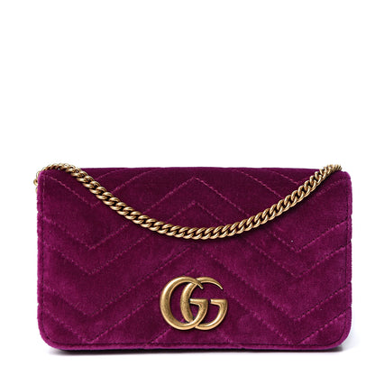 Gucci Velvet Matelasse GG Marmont Mini Bag Fuchsia Violet Cyclamen 1 of 8