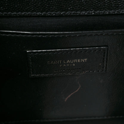 Saint Laurent Grain De Poudre Textured Mixed Matelasse Triquilt Medium Monogram Satchel Black 6 of 8