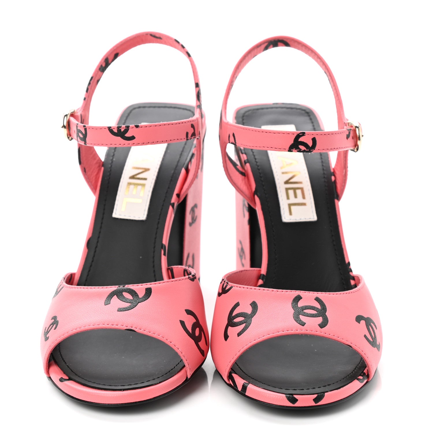 Chanel Printed Lambskin Coco Beach Sandals 37 Pink Black 2 of 9