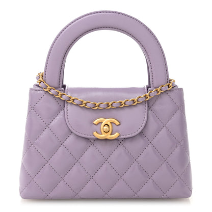 Chanel Shiny Aged Calfskin Quilted Nano Kelly Shopper Lilac 1 of 10