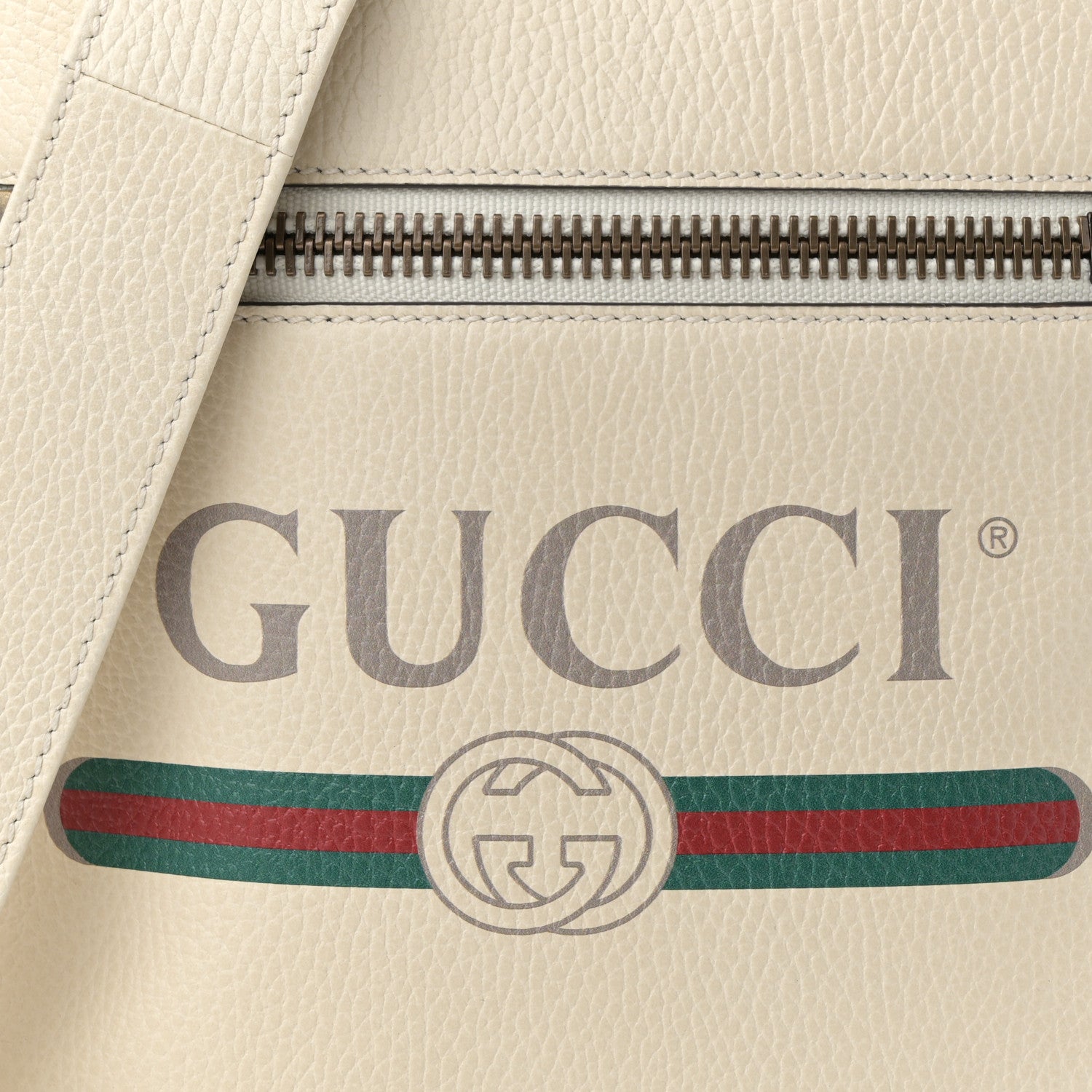 Gucci Grained Calfskin Logo Messenger Bag White 8 of 14