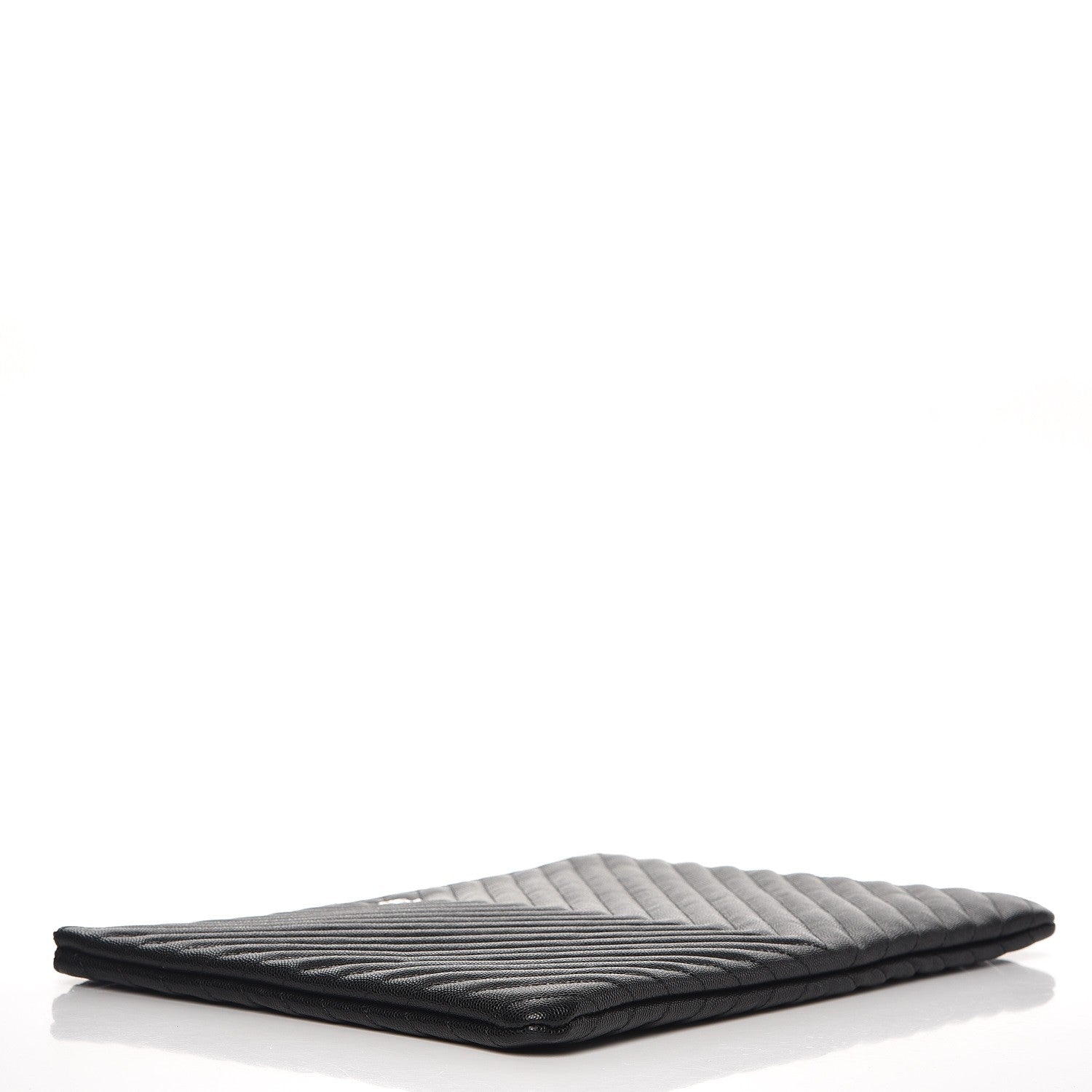Chanel Caviar Chevron Quilted Large Cosmetic Case Black 4 of 7