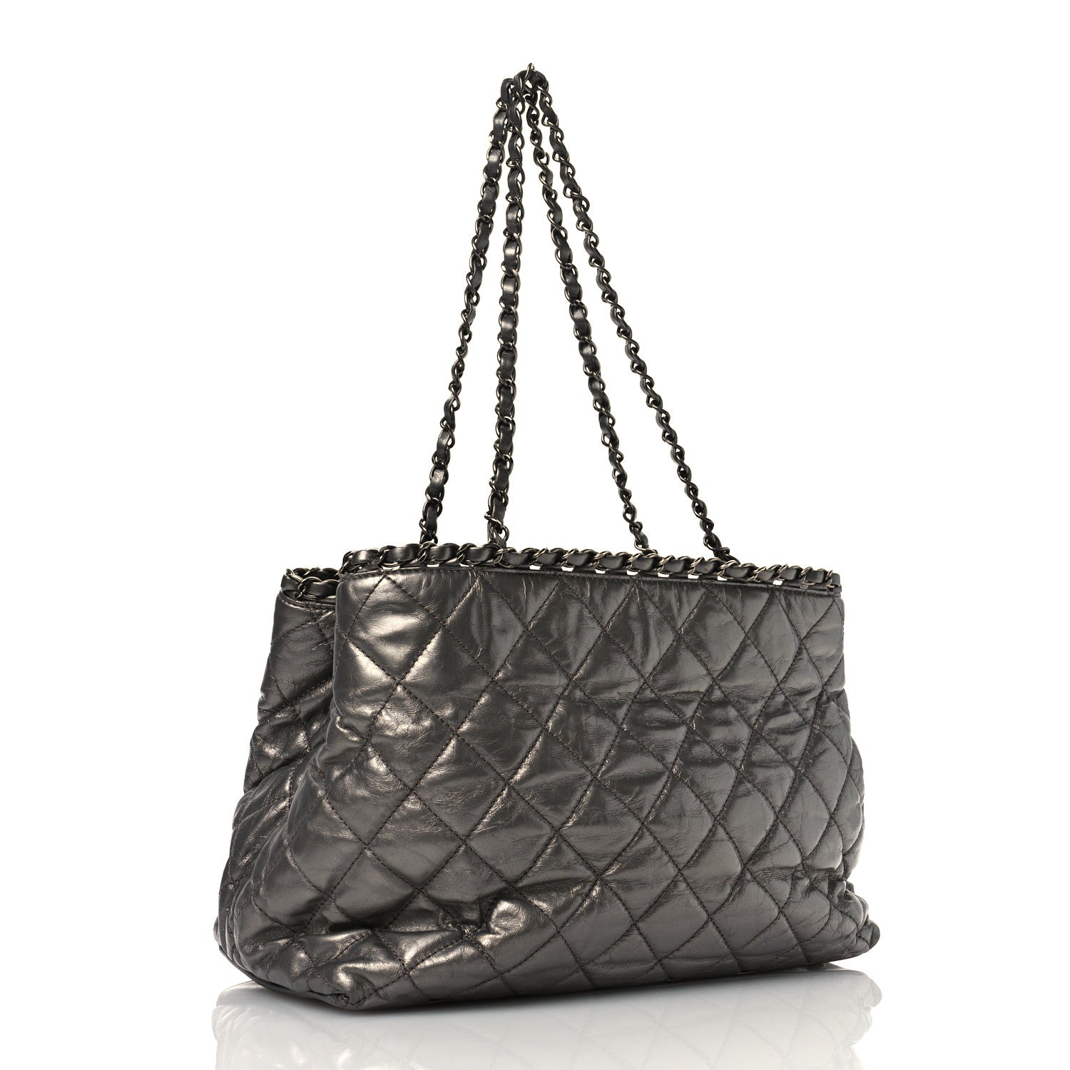 Chanel Metallic Calfskin Small Chain Me Tote Silver 3 of 10