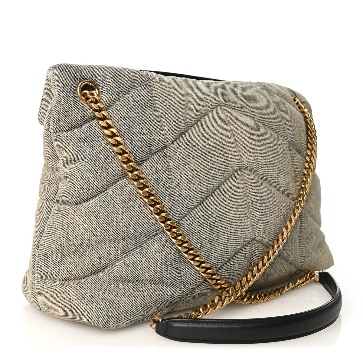 Denim Quilted Medium Loulou Puffer Monogram Chain Satchel Rodeo Blue