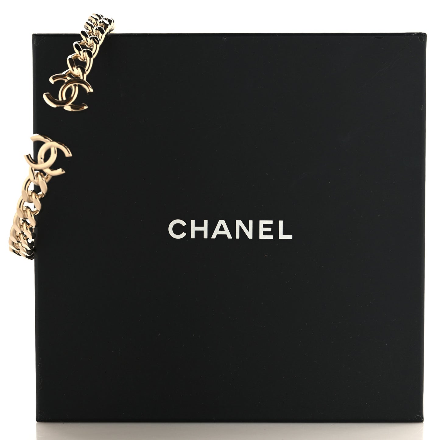 Metal CC Chain Link Choker Necklace L Gold