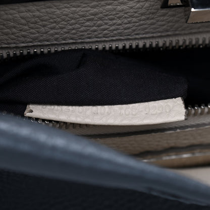Fendi Cuoio Romano Selleria Bi-Color Medium Peekaboo Iconic Satchel Asfalto Latte 9 of 12