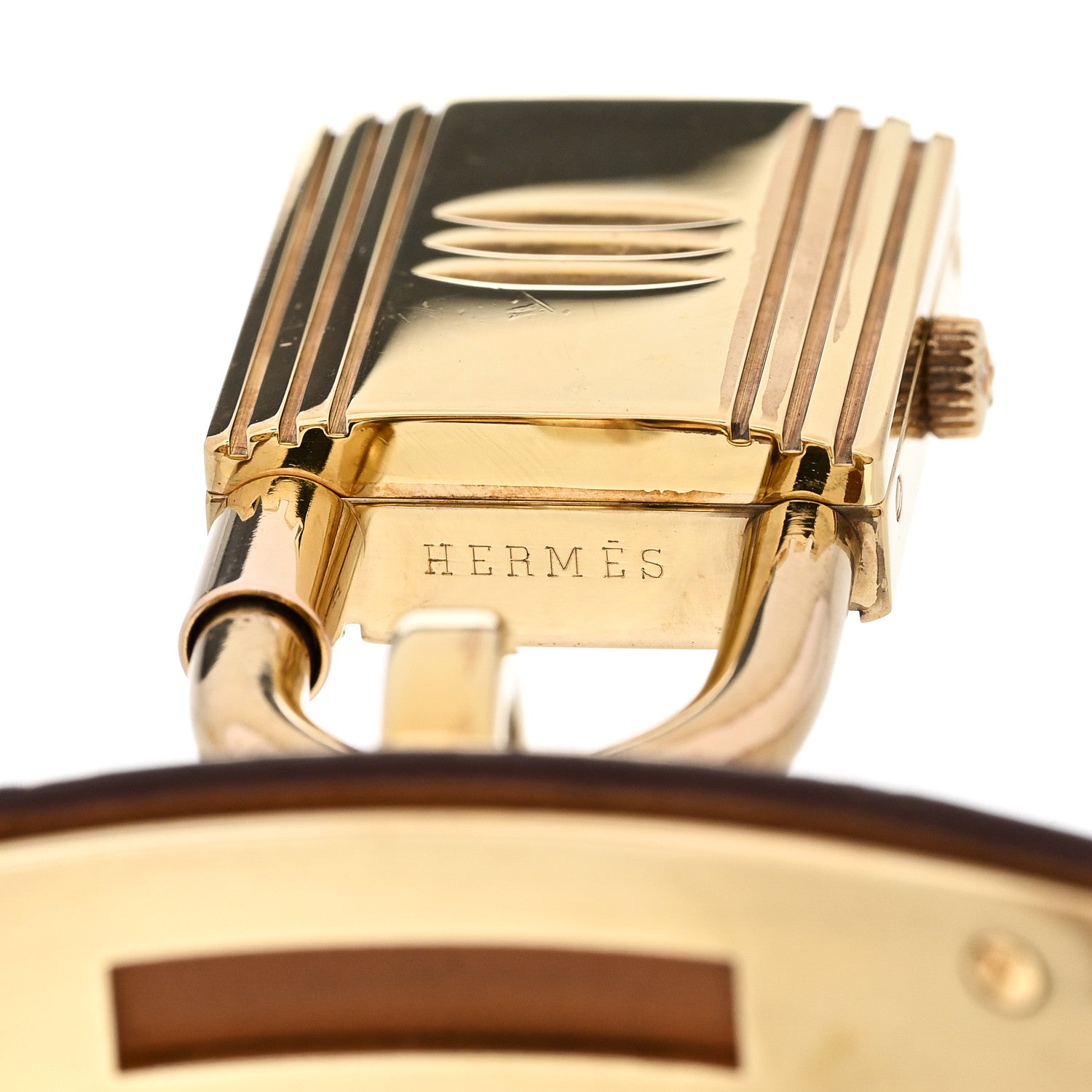 Hermes Stainless Steel Ostrich 20mm Kelly Cadena Quartz Watch Gold 4 of 8