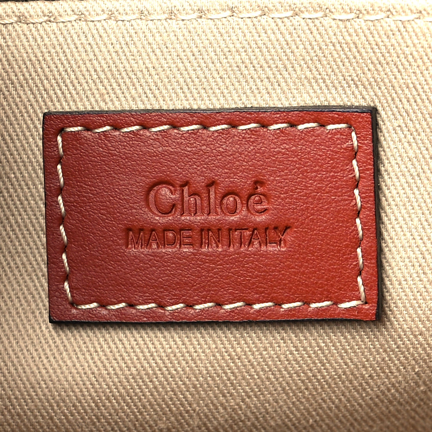 Chloe Cotton Calfskin Large Woody Ribbon Tote White Brown 6 of 11