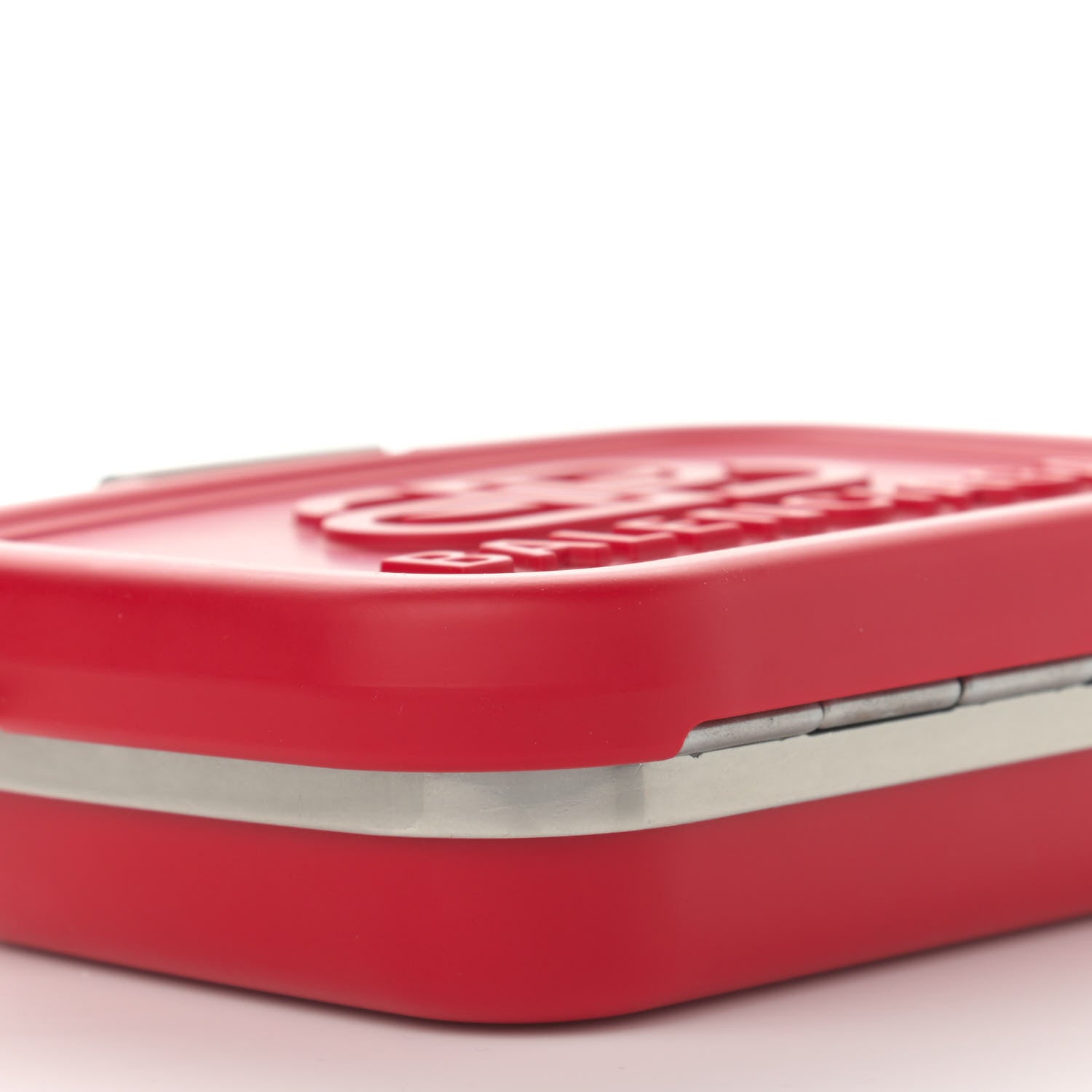 Balenciaga Recycled Plastic Calfskin Embossed Mini Lunch Box Case with Strap Red 9 of 10