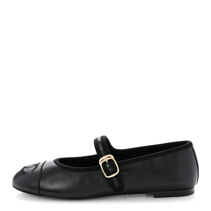 Chanel Lambskin Mary Jane Flats 38.5 Black 1 of 10