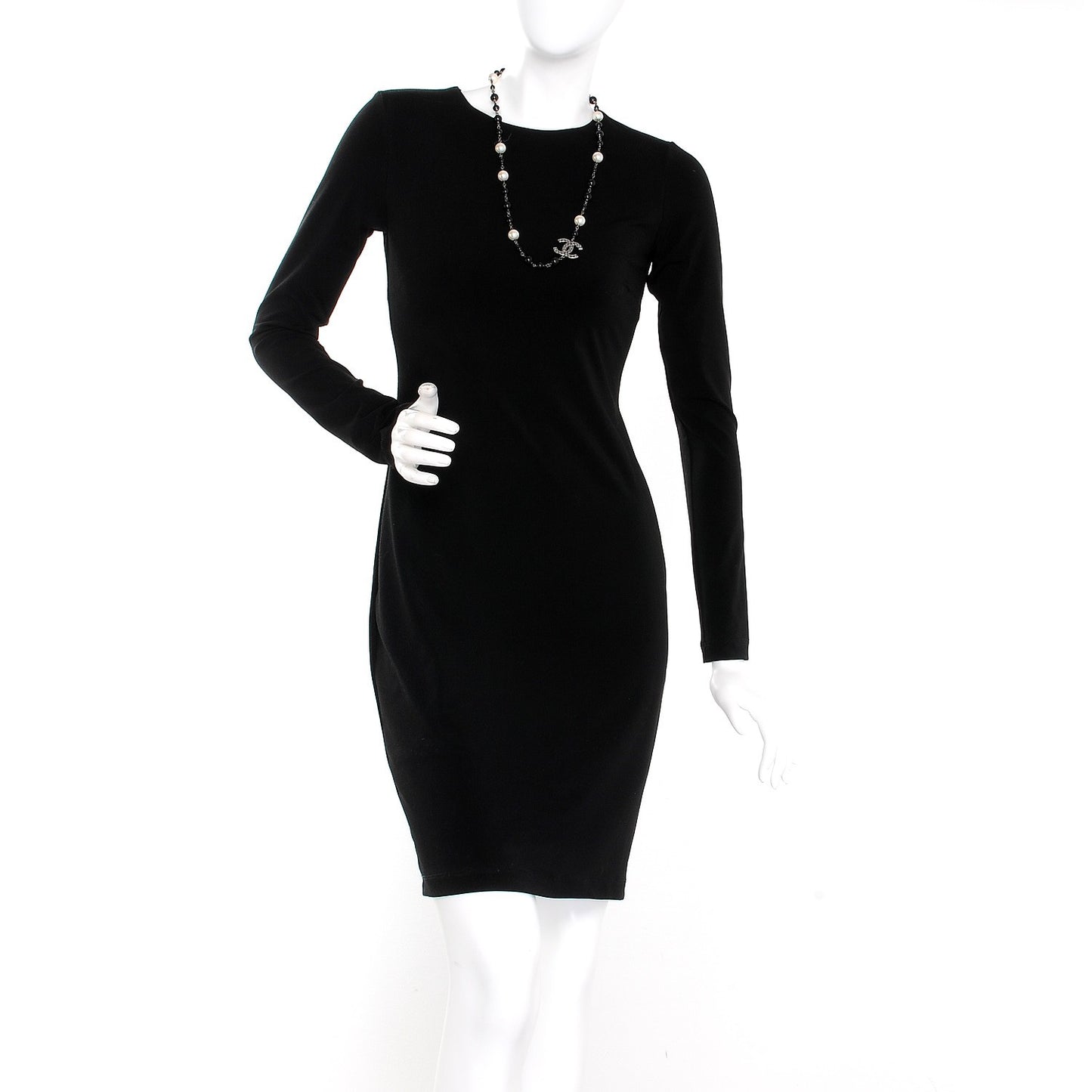 Ruthenium Pearl Beaded CC Short Necklace Black