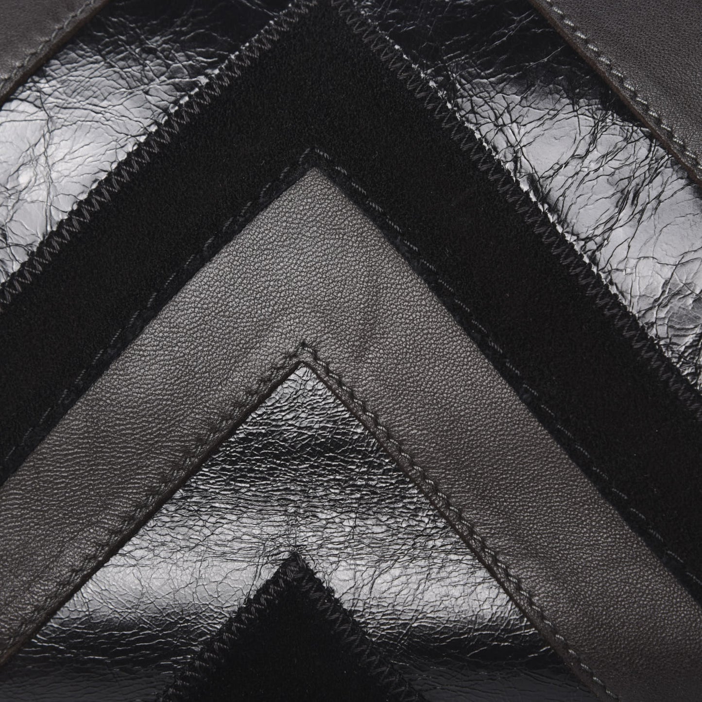 Suede Lambskin Glazed Calfskin Lady Vintage Chevron Flap Black Brown