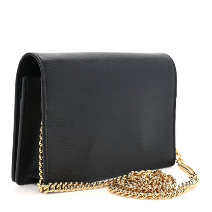 Gucci Textured Calfskin Script Logo Wallet On Chain Black 3 of 11