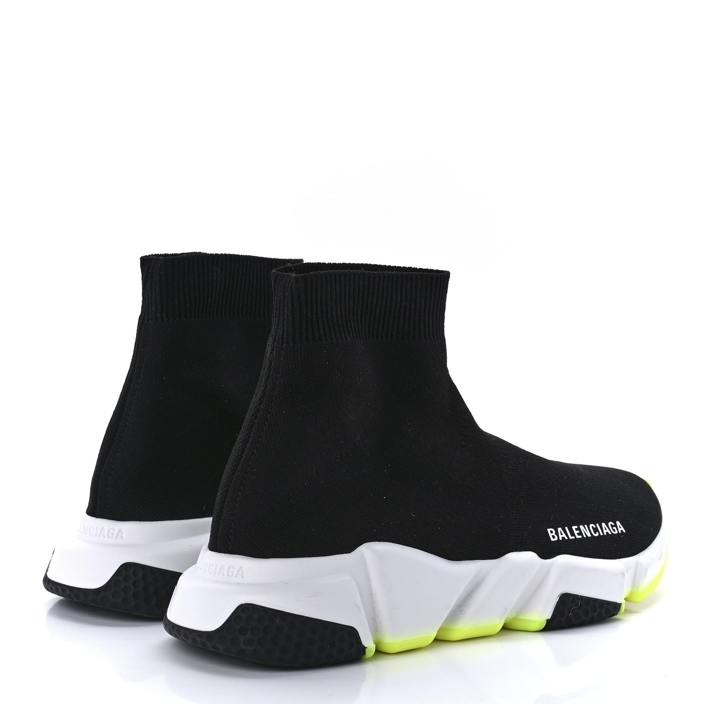 Neoprene Knit Womens Speed Sneakers 38 Black White Yellow Fluo