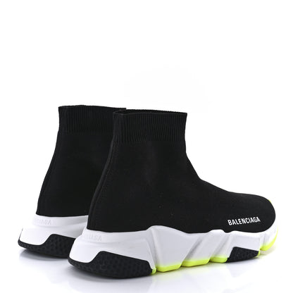 Balenciaga Neoprene Knit Womens Speed Sneakers 38 Black White Yellow Fluo 4 of 8