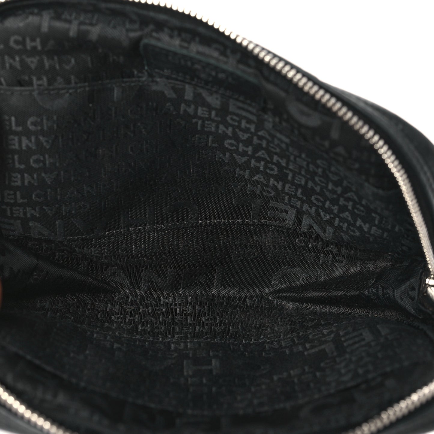 Aged Calfskin Quilted Cambon Cosmetic Case Black