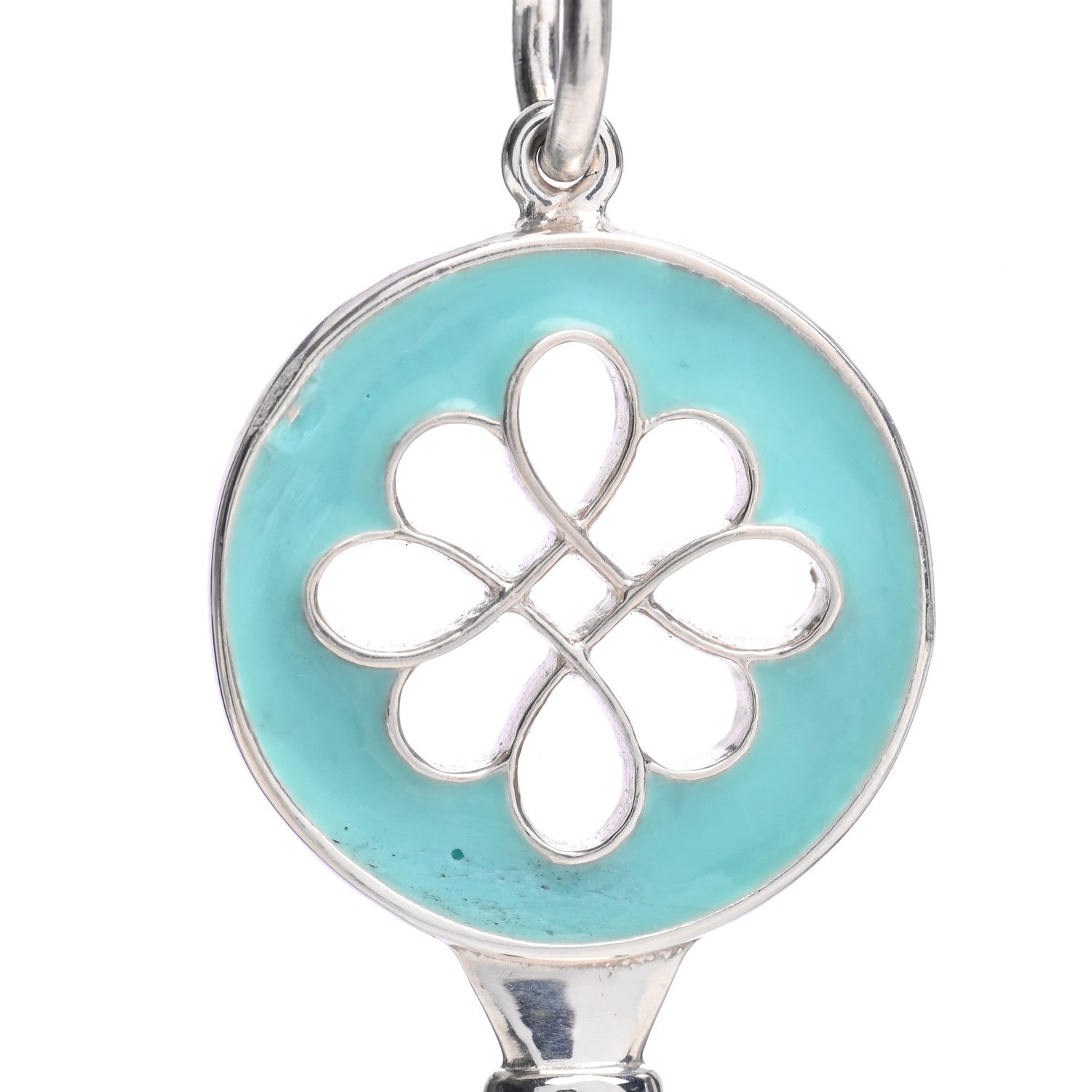 Tiffany Sterling Silver Enamel Knot Key Pendant Blue 4 of 5
