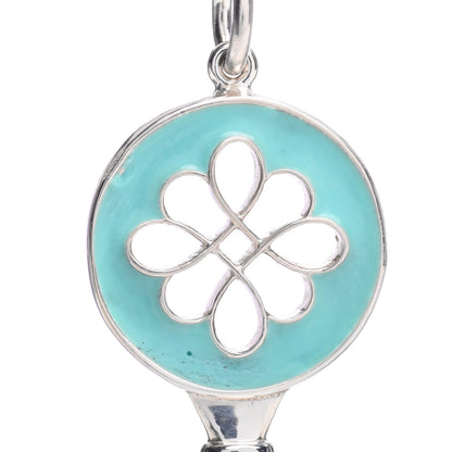 Tiffany Sterling Silver Enamel Knot Key Pendant Blue 4 of 5