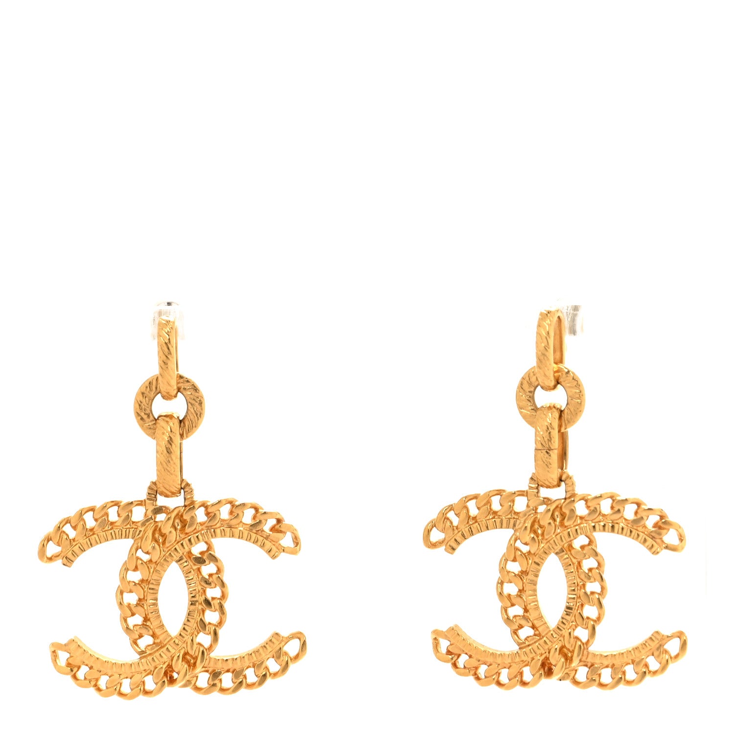 Chanel Metal CC Chain Drop Earrings Gold 1 of 5
